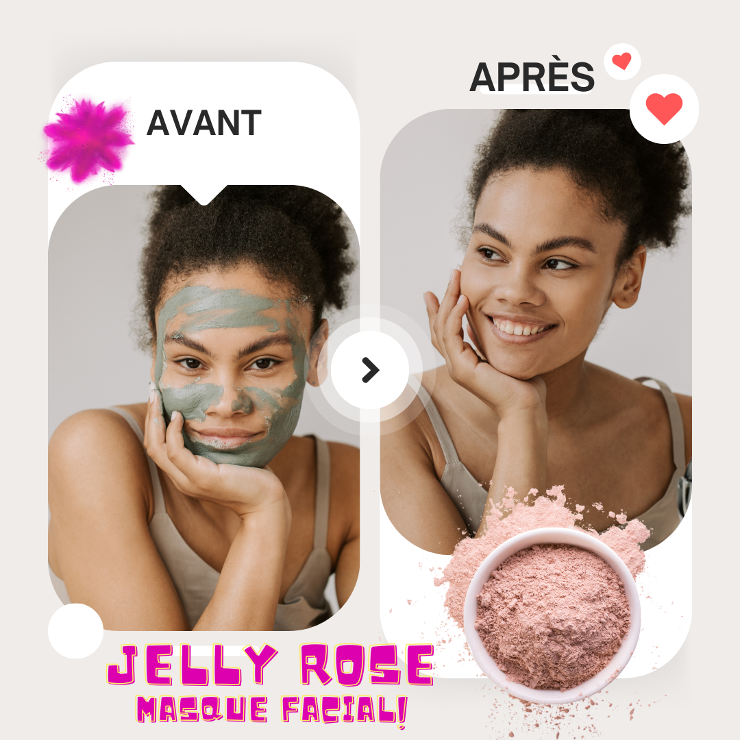 Poudre de Masque JELLY ROSE • Rose pure des champs • Anti-cernes • Masque jeunesse • Hydratation profonde • Éclat instantané